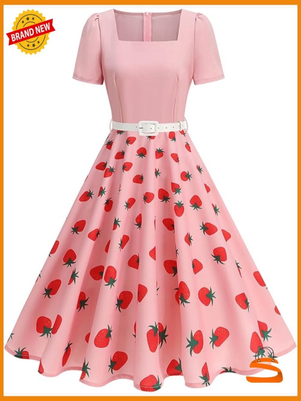 Vintage 1950s Rockabilly Polka Dot Swing Dress with Belt
